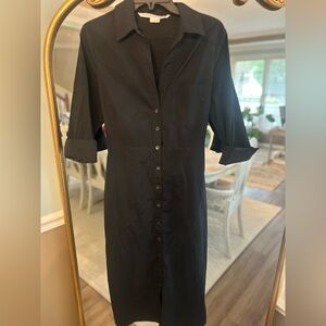 Veronica Beard Black Button Front Shirt Dress Size 10